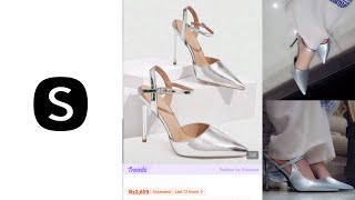 Silver Chrome Stiletto Heels | Pointy Toe Ankle Strap Shoes Try On 2026