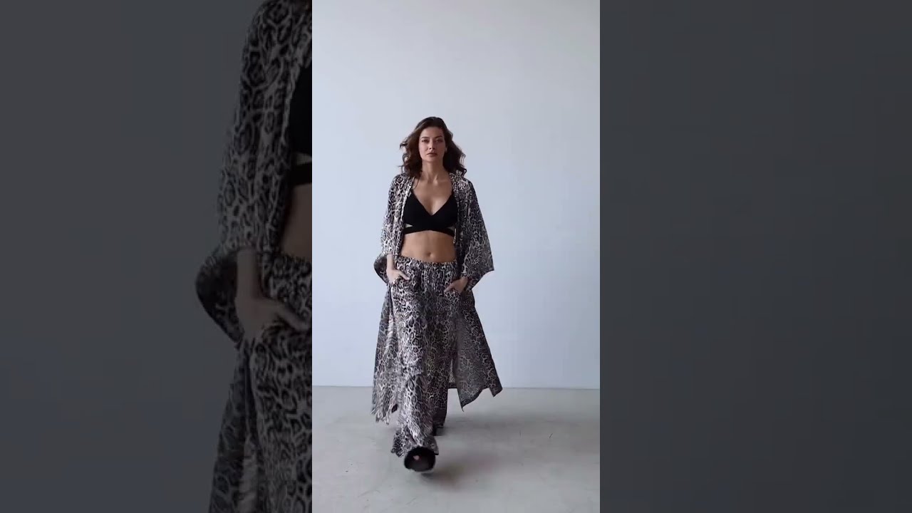 Довгий жіночий халат Leinle 110447 та Літні пляжні штани Leinle 110444