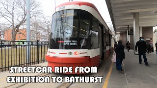 4k TTC Route 511 Streetcar Ride From Exhibition Loop To Bathurst Subway Station | Tram Ride