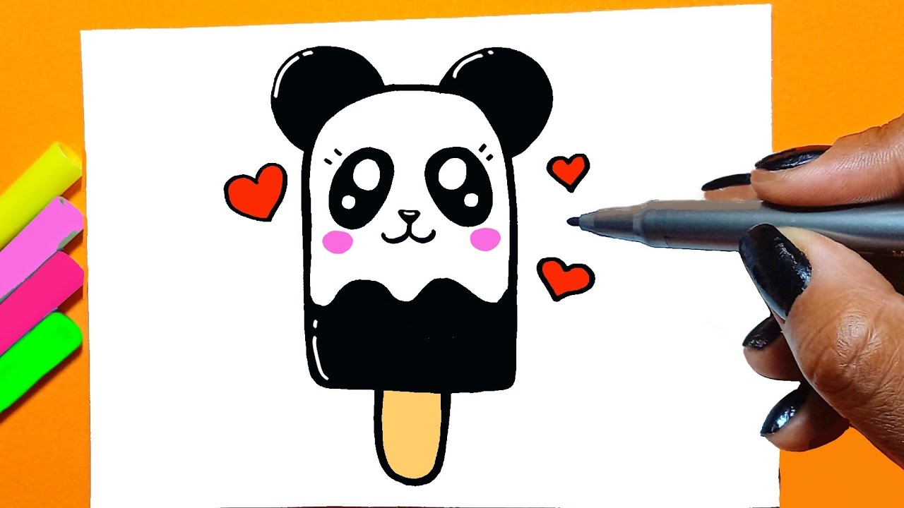 COMO DESENHAR UM PICOLÉ DE PANDA KAWAII - YouTube