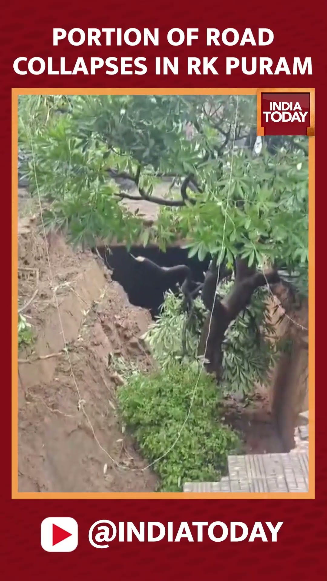 Portion Of Road Collapses In Delhi's RK Puram After Continuous Rain
