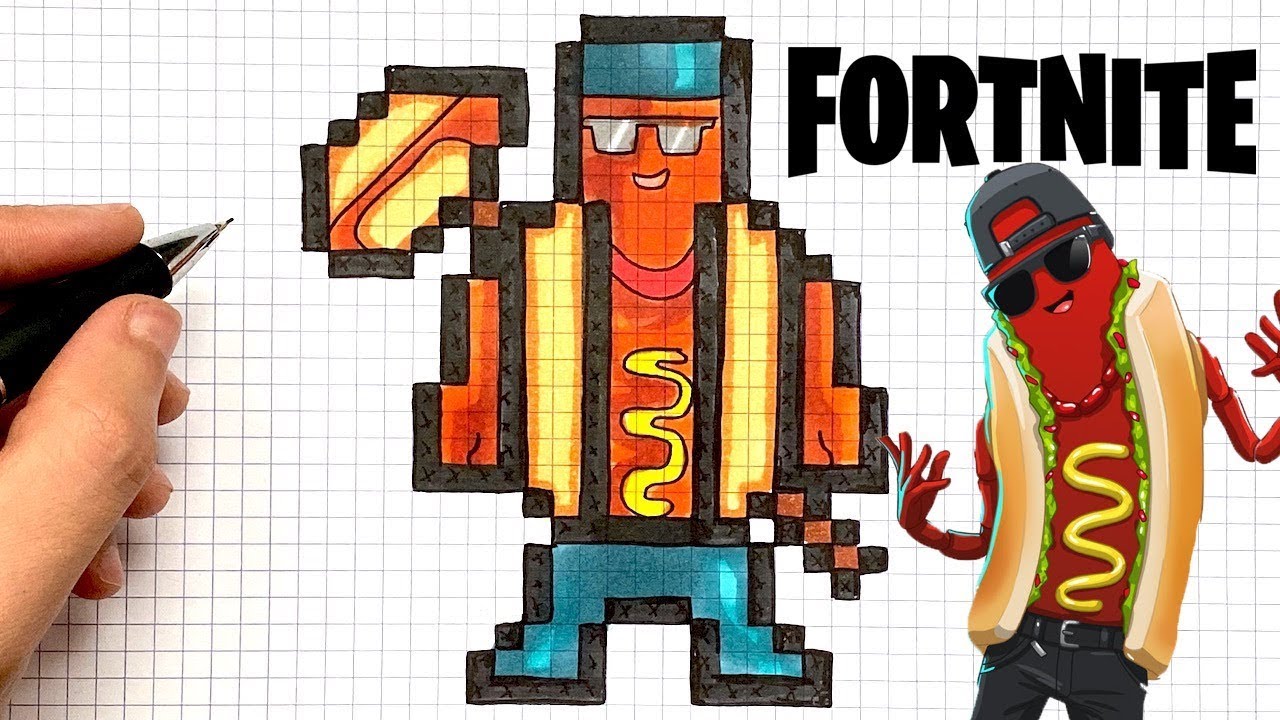 Como Dibujar Hot Dog Pixel Art Skin Fortnite Youtube