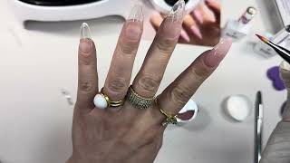 @profilesbackstage April Swag Bag Applying Sculpture Builder Gel on GelX Nail tips #nails