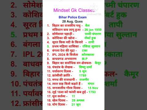 Bihar Police 28 August ka Question | Bihar Police Questions Analysis 2024 | #bp #biharpolicequestion