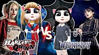 My Talking Angela 2 | Wednesday vs Harley Quinn | Cosplay #mytalkingangela2 #gaming