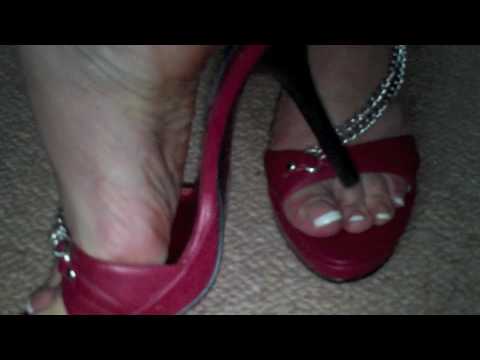 Giselle Will Rock You With Her Red Zip Stilettos. Extreme Foot Fetish.