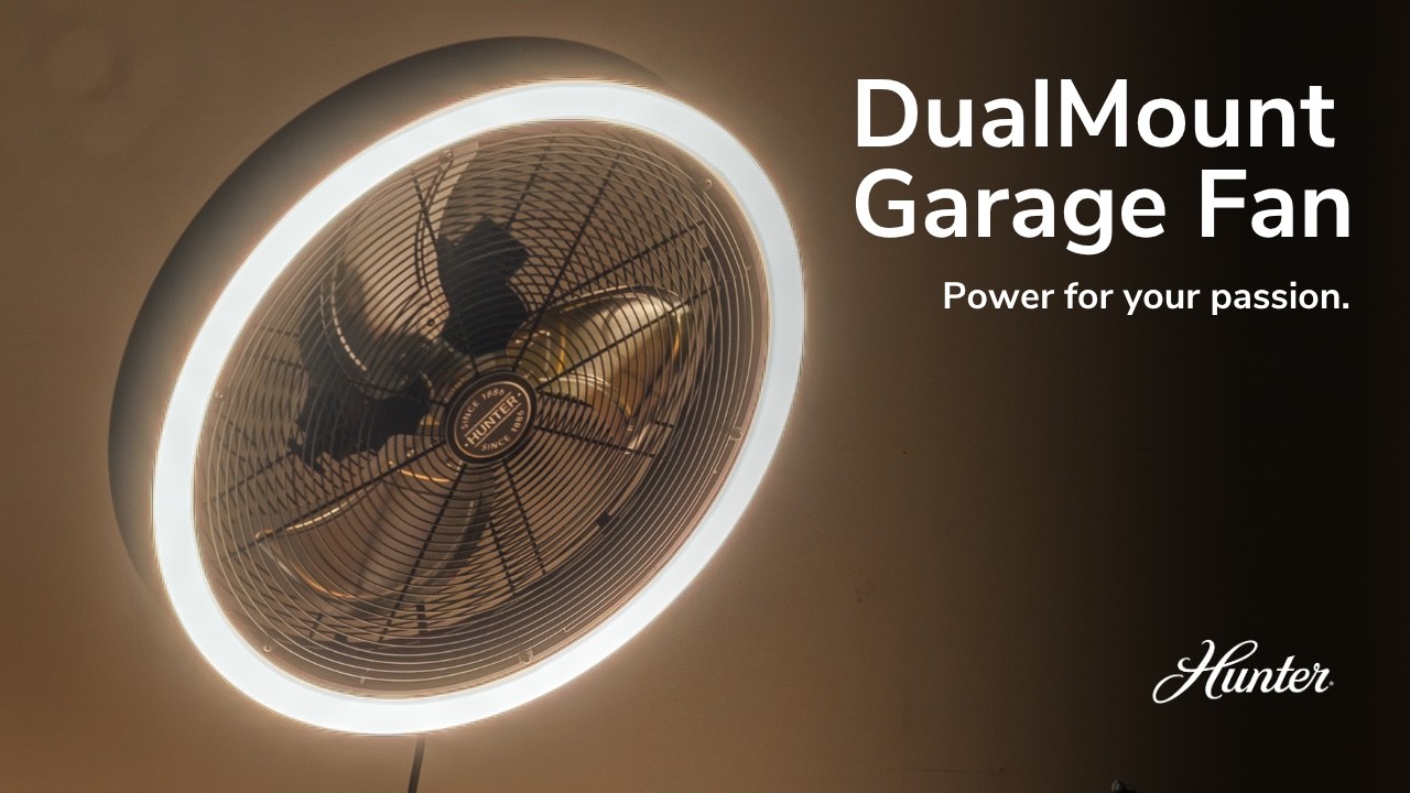 Hunter DualMount Garage Fan | High Velocity, LED Light, 6-Speed Wall ...