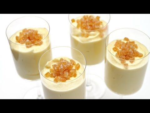 Meyer lemon mousse with candied lemon peels