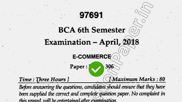 2018 Mdu BCA 6th Sem Ecommerce Question Paper