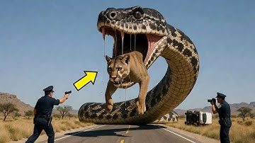 Brave Heroes Save Careless Mother Lion from Giant Python Attack After a Traffic Accident🐍