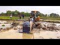 Eicher tractor stuck in mud pulling out by jcb| tractor videos |