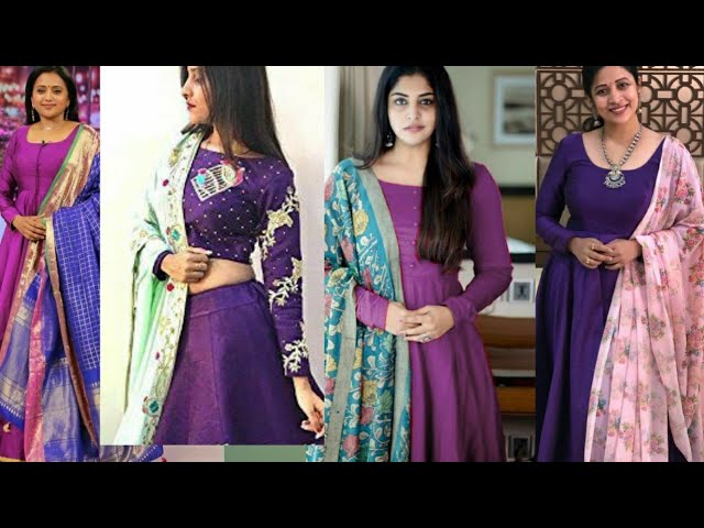 Shop Drashti Dhami Purple Embroidered Churidar Suit Party Wear Online at  Best Price | Cbazaar
