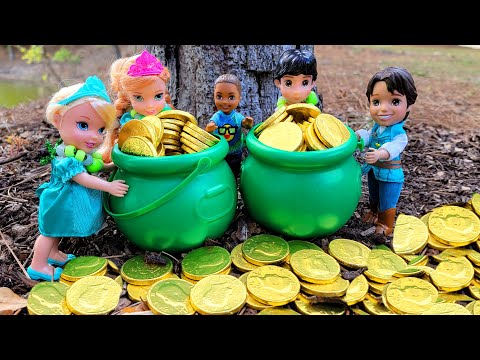 Saint Patrick&rsquo;s Day ! Elsa & Anna toddlers - gold coins - Barbie - crafts