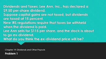 Solution: Chapter 19 problem 1: Dividends and Taxes Lee Ann, Inc., has declared a $9.50 per-share..