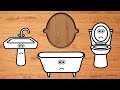 Wrong Wooden Slots with Crying Bathroom Items - Coloring for Kids