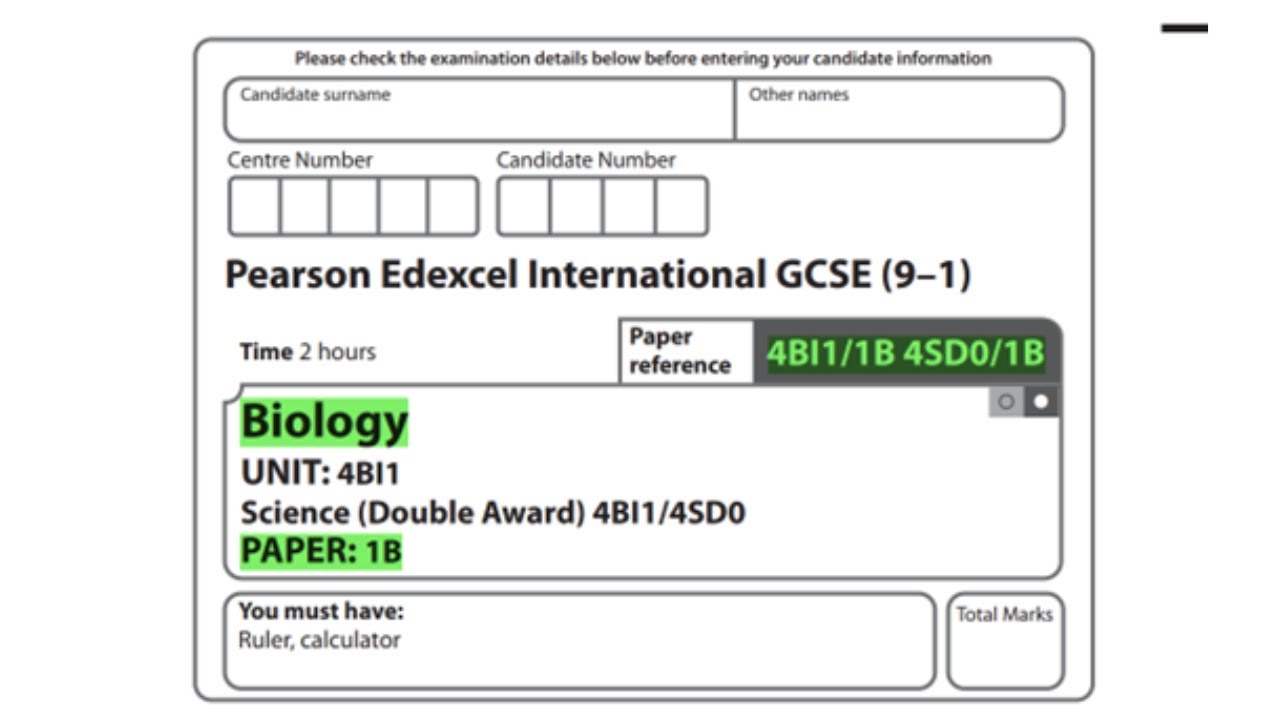 Edexcel IGCSE Biology January 2023 Paper 1B Paper Reference 4BI1/1B 4SD0/1B Solved