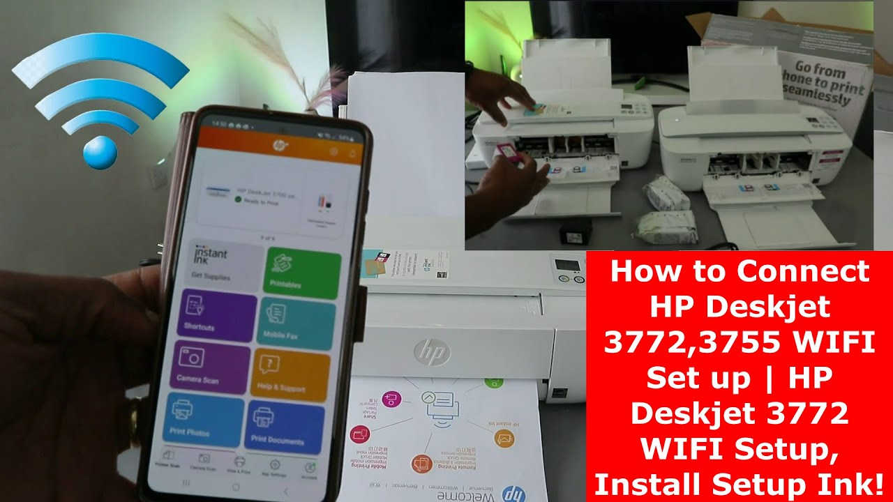 How to Connect HP Deskjet 3762, 3772, 3755 Wireless Printer To WIFI with a  Computer, Laptop 