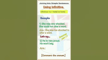 Use Of Infinitive. || Joining into Simple Sentence Using Infinitive.@NipakNag