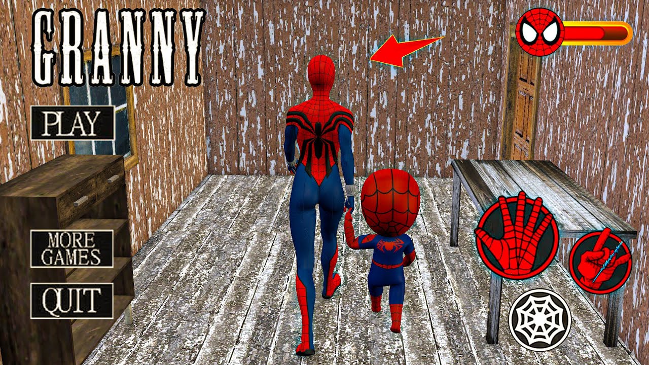 Playing as SpiderMan x Granny x Grandpa x Labubu call Tung Tung Sahur x Baby Spider in Granny House