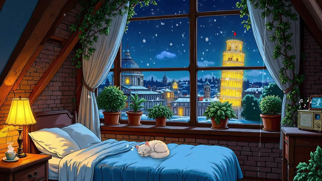 Warm Cozy Sleeping Living Room Scene Wrapped In Comfort And Smooth Vintage Jazz 1940s Vibes