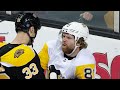 Chara gives kessel a shot during bruins  penguins scrum