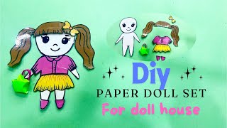 DIY paper doll set | EASY tutorial & playing with dollhouse | doll making at home #diy #crafts #art