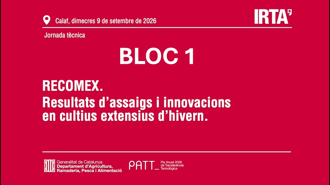 RECOMEX 2026. BLOC 1: Innovacions en matèria vegetal