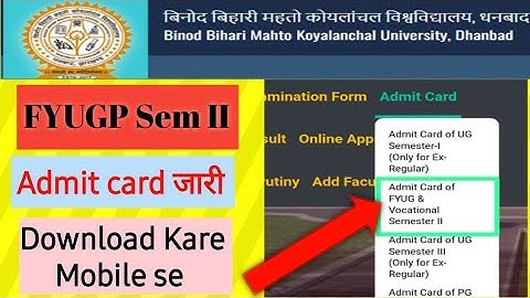 Sem II FYUGP BBMKU University ||Admit card download kare 2022-26||#bbmku #admit_card