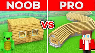 JJ And Mikey NOOB vs PRO CRAZY CROOKED VILLAGER HOUSE in Minecraft Maizen