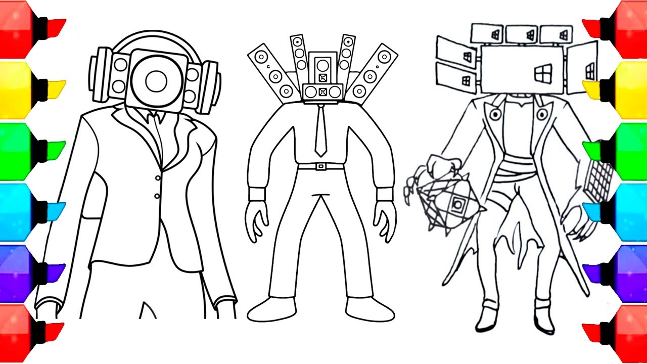 Skibidi Toilet Coloring Pages / Titan PC Man Mecha Boss & SPEAKERWOMAN ...