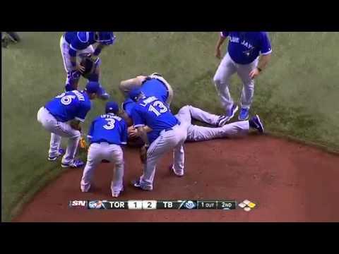 Blue Jays vs Rays  JA Happ Hit In Head