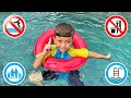 Mark shows for kids the safety rules in the pool