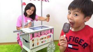 アイス屋さんごっこ 味がちがう？ お買い物ごっこ遊び こうくんねみちゃん Play icecream shop makes fruit Ice Cream