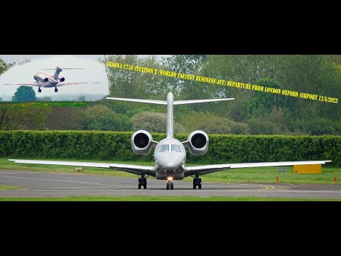 Cessna C750 Citation X M-SEAO (the worlds fastest private jet) departure from Oxford airport 12/5/23