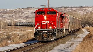 SUPER SHINY CP SD70ACu!!! CP 7059, CP 8945, and CP 8140 lead CP 602 east at Bearspaw, Alberta