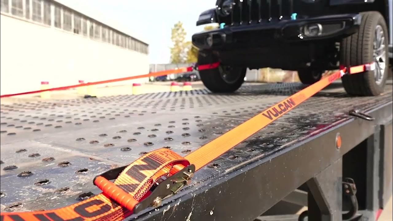 VULCAN Complete Axle Strap Tie Down Kit with Wire Hook Ratchet Straps