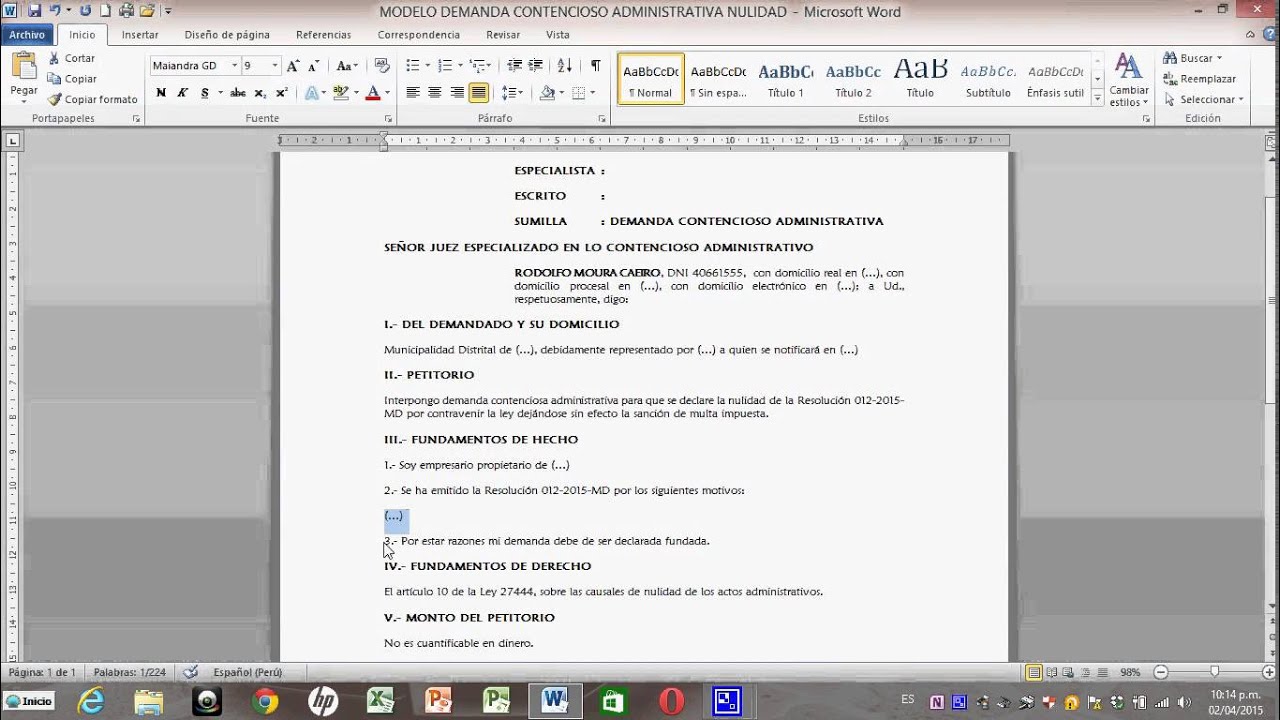 TUTORIAL CÓMO HACER UNA DEMANDA CONTENCIOSA ADMINISTRATIVA DE NULIDAD DE  ACTO ADMINISTRATIVO - YouTube