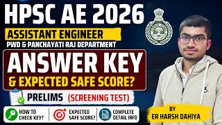 HPSC AE PWD Prelims Answer Key 2026 ? Expected Safe Score | Haryana HPSC AE PWD B&amp;R &amp; Panchayati Raj