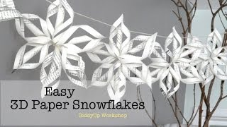 Easy 3D Origami Paper Snowflake Tutorial