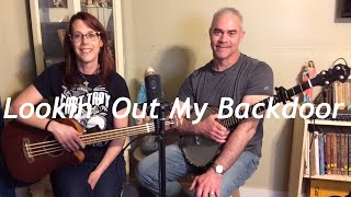 Lookin’ Out My Backdoor, Creedence Clearwater-Cover by Mike and Lisa Banjo &amp; Fiddle #clawhammerbanjo