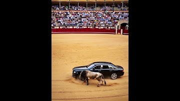 AI-Generated Bullfight Gone Wild: Rolls-Royce Enters the Arena! 🐂🚘