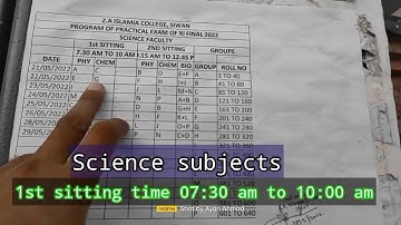 Z. A ISLAMIA P. G COLLEGE, SIWAN INTERMEDIATE PRACTICAL EXAM ROUTINE