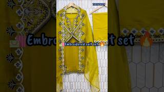 ✨ Roman silk embroidered suit set with organza cutwork dupatta | Festive wear 💛#trending #fashion