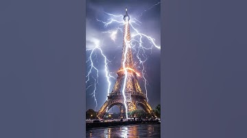 A Powerful Storm Hits Paris as Lightning Strikes the Eiffel Tower