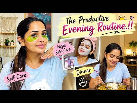 The productive evening routine.!! Night skin care/ dinner/work/ shobhashetty/