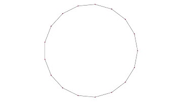 Drawing of a regular heptadecagon inscribed in a circle