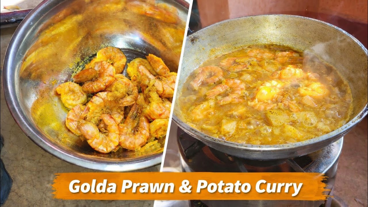 Small Golda Prawn & Potato Curry | Choto Golda Chingri Aloo Diye Torkari || Cooking with RiSu 