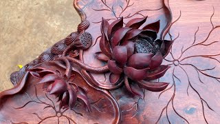 Carved Lotus Tea Tray