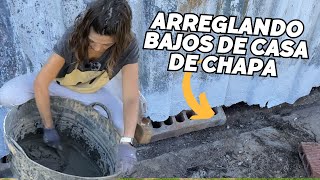 ‍Haciendo una base de CEMENTO con CERO EXPERIENCIA para arreglar los bajos de la caseta.Vlog42