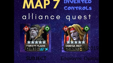 AQ - Map 7 - paths: 9-1-4 - Corvus and Omega - inverted controls+bleed - Marvel Contest of Champions